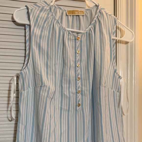 Michael Kors Light Blue and White Striped A-Line Tank Top Blouse - Picture 10 of 10